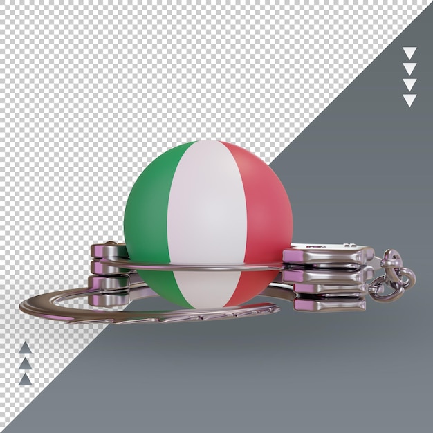 PSD menottes 3d italie drapeau rendu vue de face