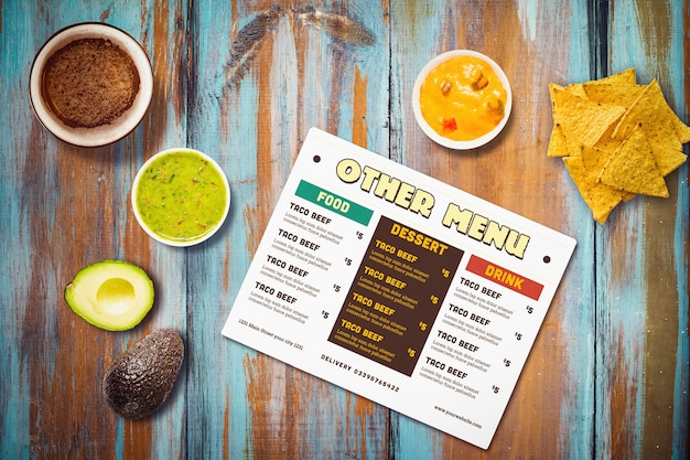 Menu de restaurante mexicano Mock-up