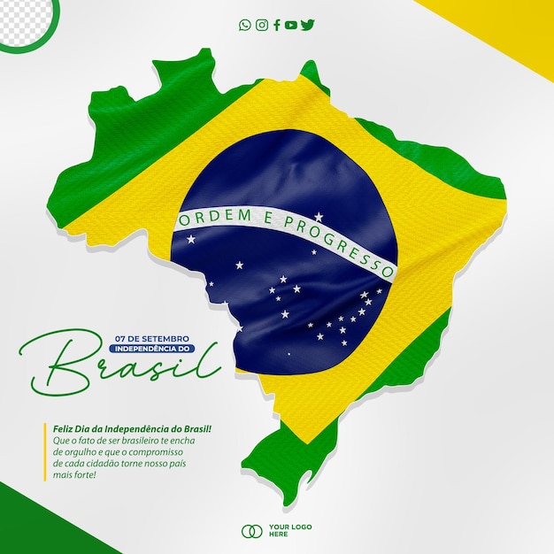 Mídia social post dia da independência do brasil 07 de setembro no brasil