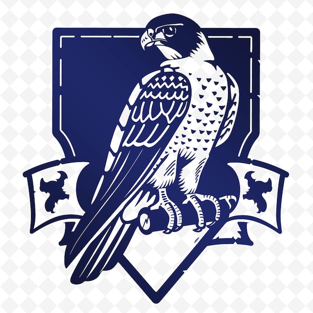 PSD mittelalterliches falconry club logo mit goshawk und handschuh für de creative tribal vector designs