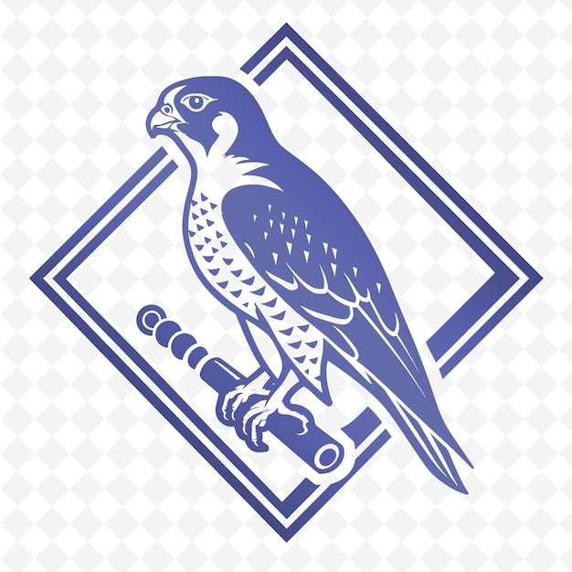 PSD mittelalterliches falconry club-logo mit peregrine und lure für deco creative tribal vector designs