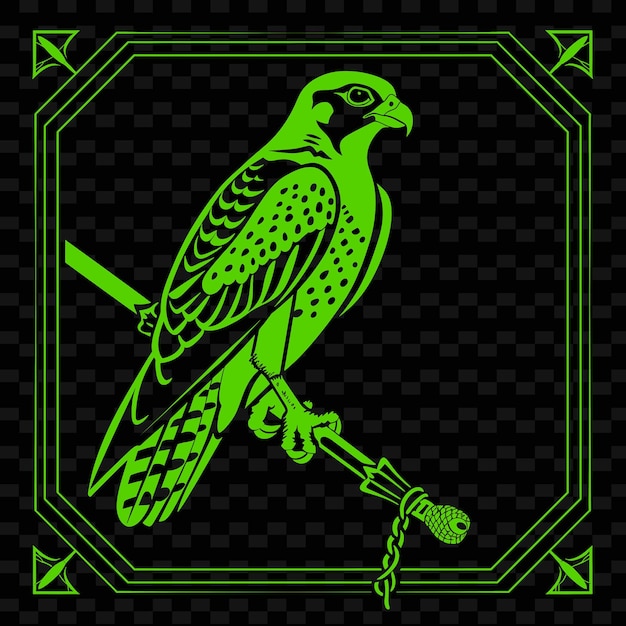 PSD mittelalterliches falconry club-logo mit peregrine und lure für deco creative tribal vector designs