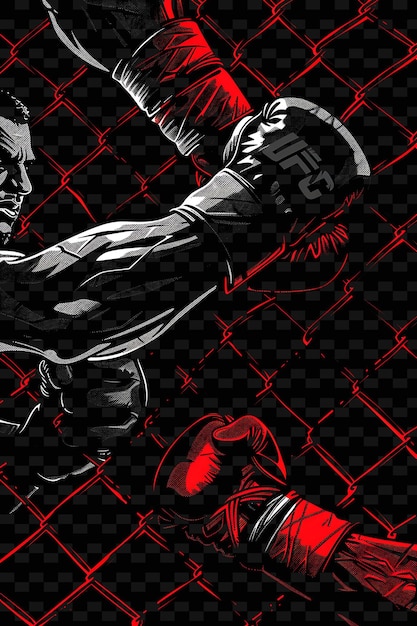 Mma Cage Setting com lutadores e árbitros para eleição Mma Flat Ilustração Poster Design