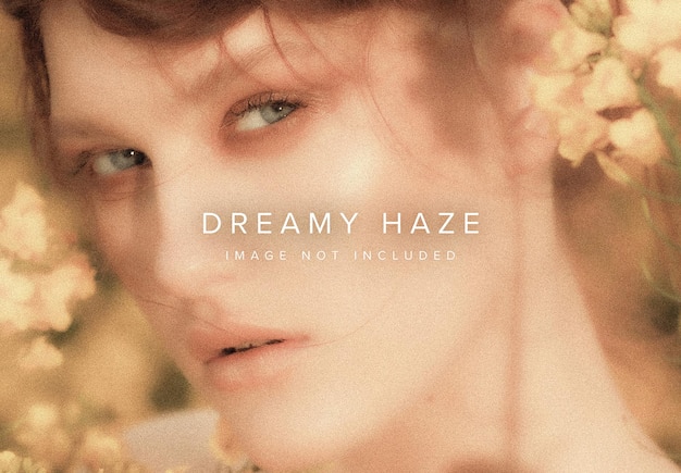 PSD mockup dell'effetto fotografico vintage dreamy haze