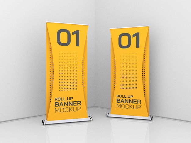 Mockup di banner pubblicitari roll up