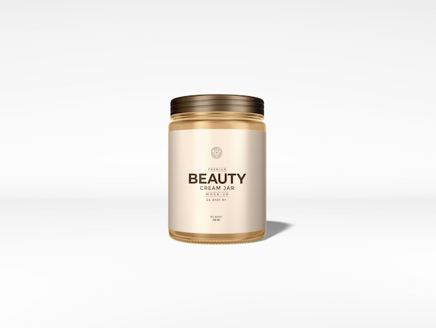 Mockup di branding del contenitore per crema cosmetica in vetro lucido trasparente