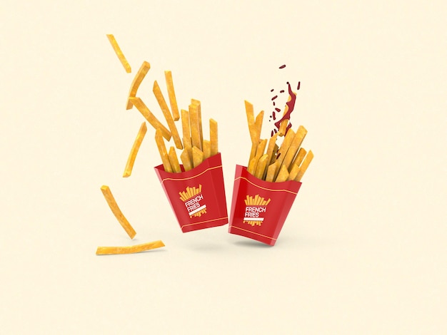 Mockup di confezione di patatine fritte