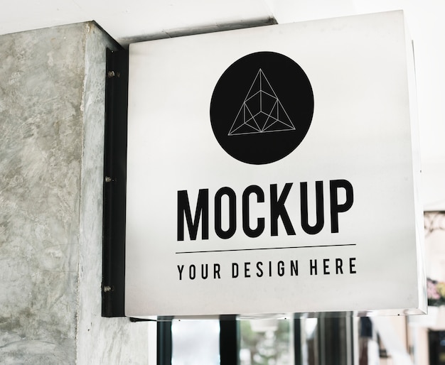 Mockup di segno negozio minimale con disegno geometrico