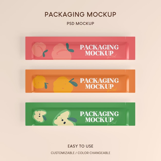 PSD mockup-verpackung 3d-produkt glänzender stickbeutel design von lebensmittel- und getränkeverpackungen