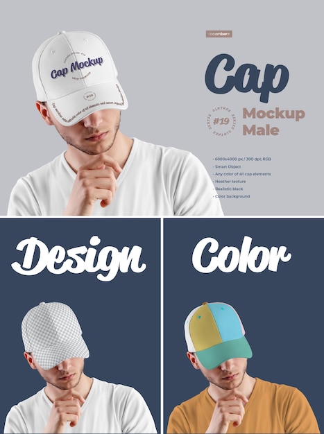 PSD mockups mens cap design est facile à personnaliser la visière de conception d'images, tous les secteurs et uniquement la visière avant, la couleur de tous les éléments, la texture chinée