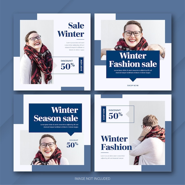 Mode Winter Sale Instagram Post Bundle Vorlage