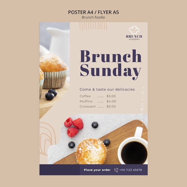 PSD modèle d'affiche de délicieux brunch