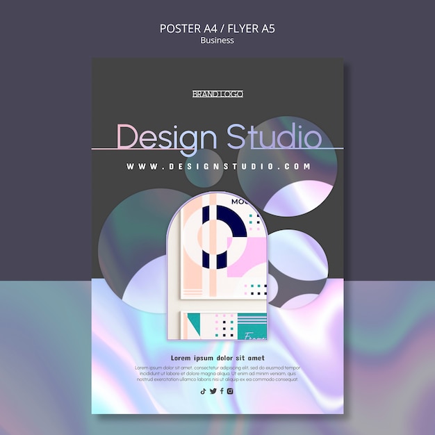 PSD modèle d'affiche de studio de design dégradé