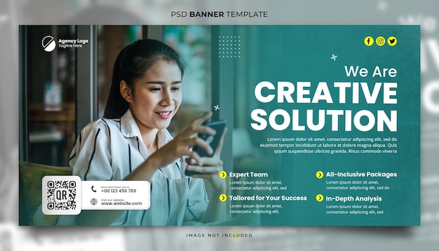 Modèle de bannière de l'agence de solutions commerciales créatives