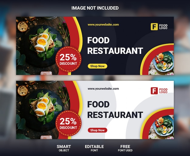 PSD modèle de bannière de couverture pour le restaurant facebook