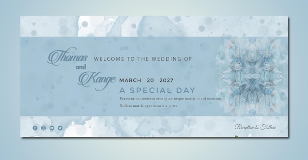 PSD modèle de bannière d'invitation de mariage botanique