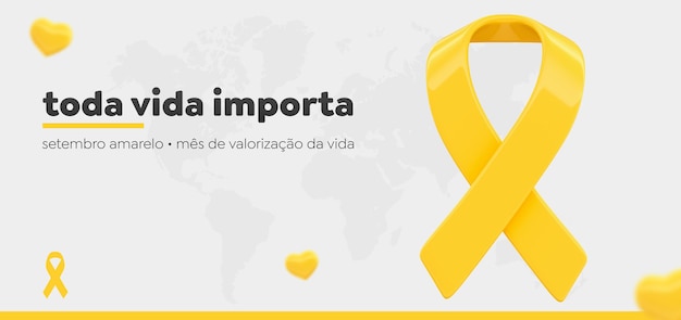 Modèle de bannière de médias sociaux Setembro Amarelo en portugais pour la célébration brésilienne