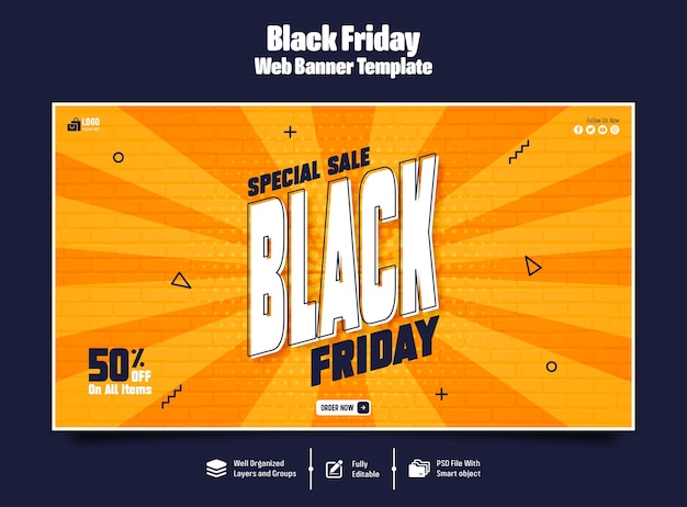 PSD modèle de bannière web black friday sale