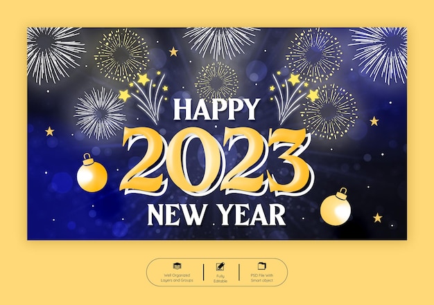 Modèle de bannière web bonne année 2023