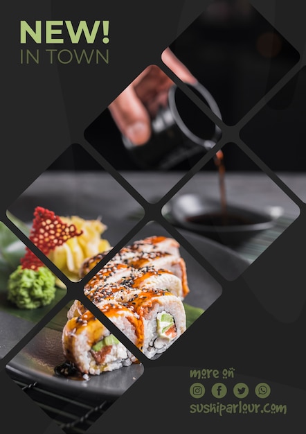 Modèle de bannière Web pour un restaurant japonais