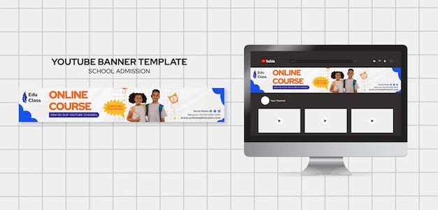 Modèle de bannière youtube d'admission à l'école