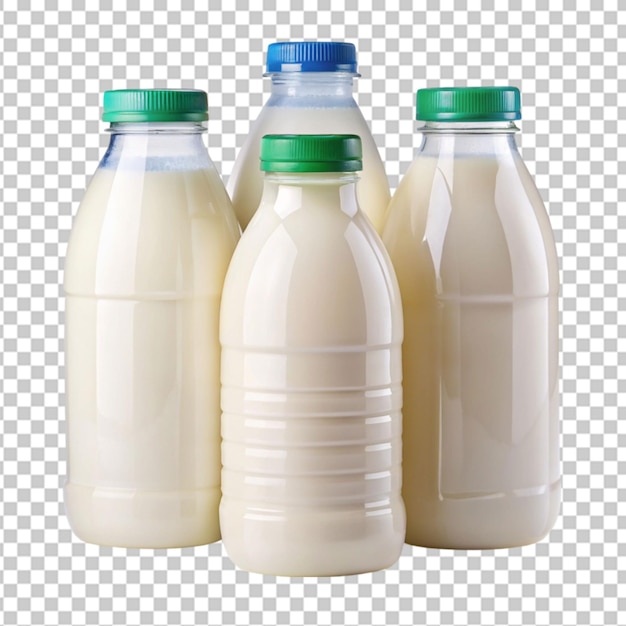 Modèle de bouteille de lait sur fond transparent