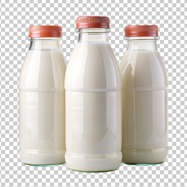 Modèle de bouteille de lait sur fond transparent