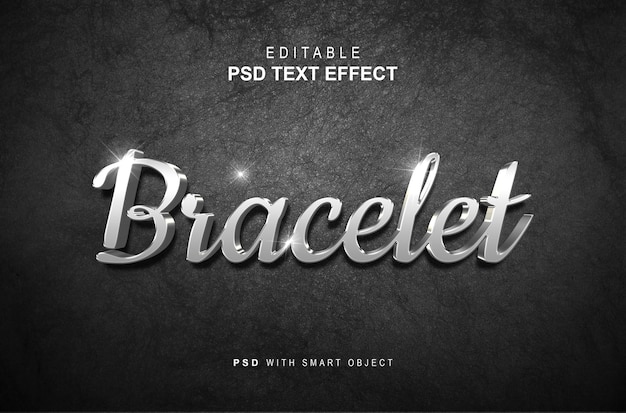 modèle de bracelet à effet de texte en argent modifiable