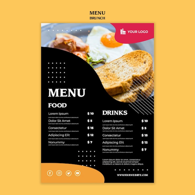 Modèle de concept de menu brunch