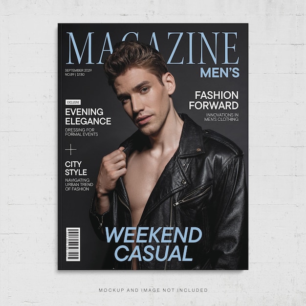 PSD modèle de couverture de magazine de mode pour hommes dans un style élégant moderne v2 dans photoshop psd