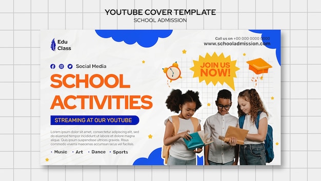 Modèle de couverture youtube d'admission à l'école