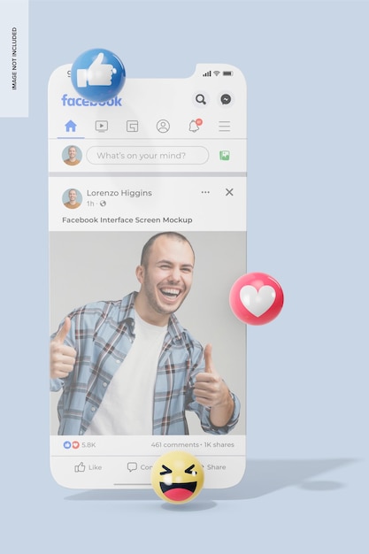 PSD modèle d'écran de l'interface facebook, vue avant