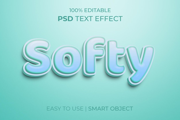 Modèle d'effet de texte 3d modifiable Softy