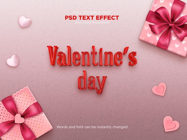 Modèle d'effet de texte Saint Valentin