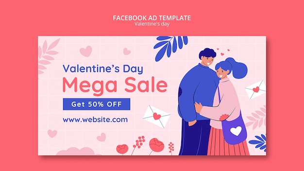 PSD modèle facebook de célébration de la saint-valentin