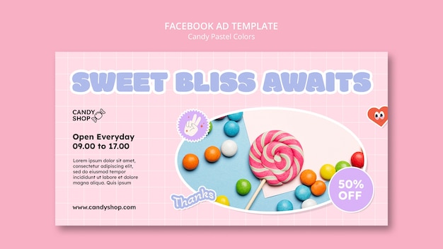 PSD modèle facebook de couleurs pastel de bonbons