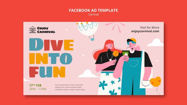 PSD le modèle de facebook de l'événement du carnaval