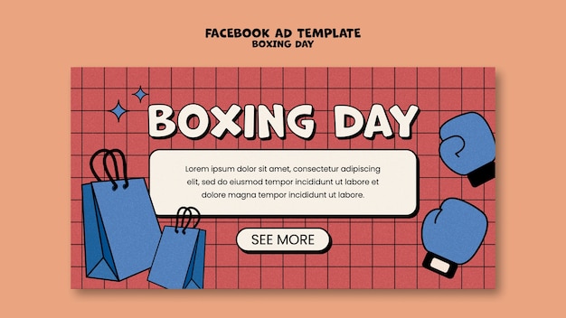 PSD modèle facebook de jour de boxe dessiné à la main