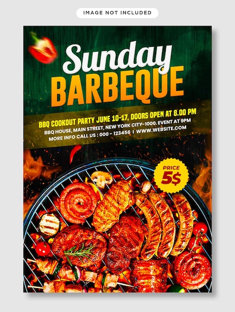 PSD modèle de flyer et affiche de barbecue de steak chaud