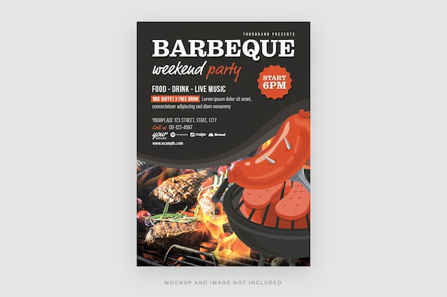 PSD modèle de flyer de barbecue en psd