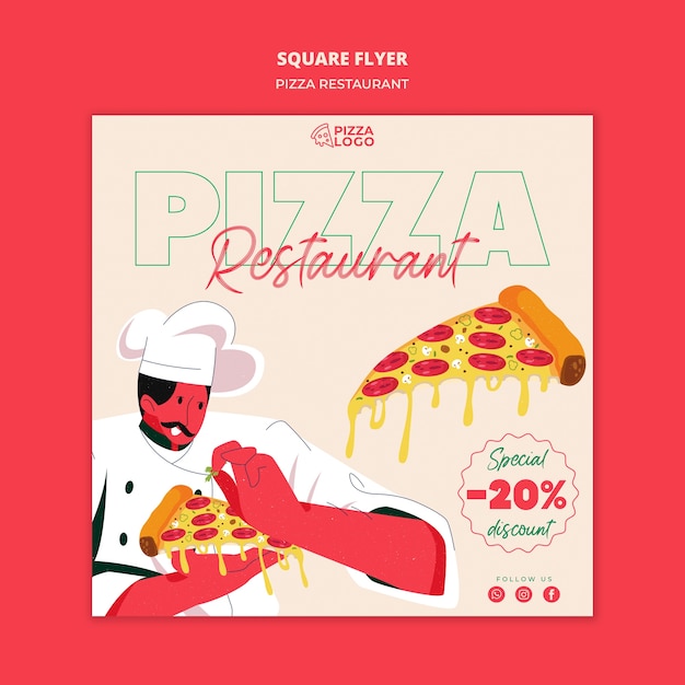 PSD modèle de flyer carré pour pizzeria