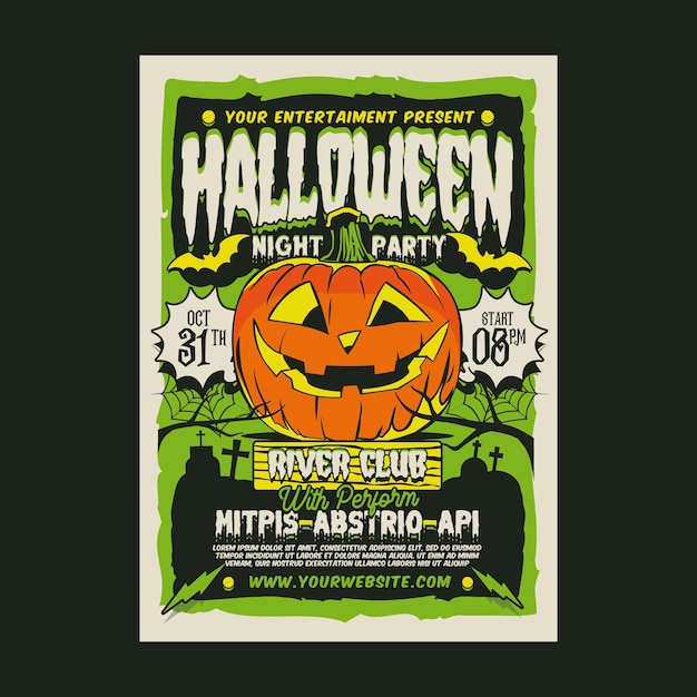 Modèle de flyer fête Halloween nuit