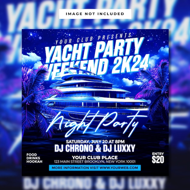 PSD modèle de flyer de fête de yacht