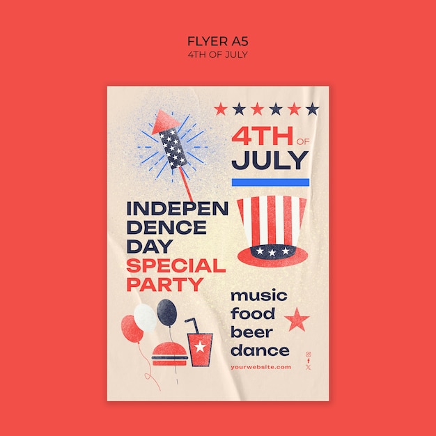 PSD modèle de flyer vertical pour la célébration du jour de l'indépendance des états-unis