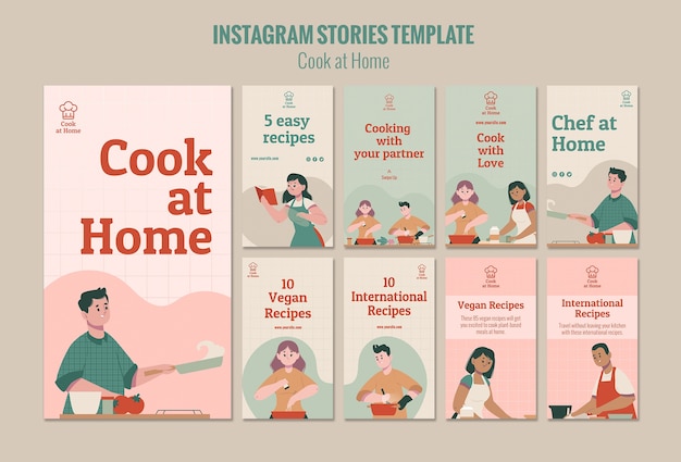 Modèle d'histoires de chef à domicile instagram