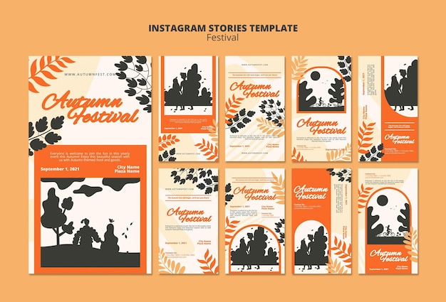 PSD modèle d'histoires instagram du festival d'automne