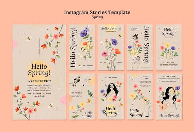 Modèle d'histoires instagram de printemps