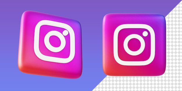 Modèle d'icônes instagram métallique brillant de rendu 3D pour les conceptions de médias sociaux d'applications mobiles Web UI UX