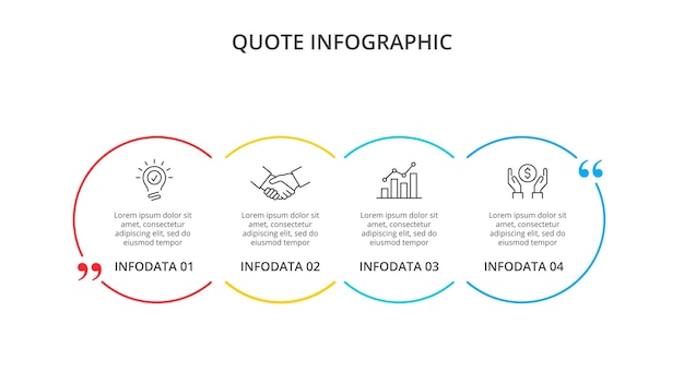 PSD modèle d'infographie de devis commerciaux diagramme en ligne mince avec 4 options ou étapes élément de chronologie