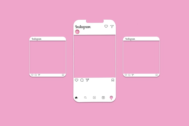 PSD modèle d'interface instagram et deux modèles de publication